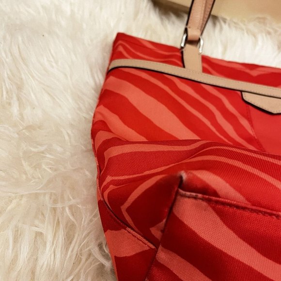 Coach Vintage Y2k Zebra Animal Print Hot Coral Tote Hand Bag - Picture 8 of 13